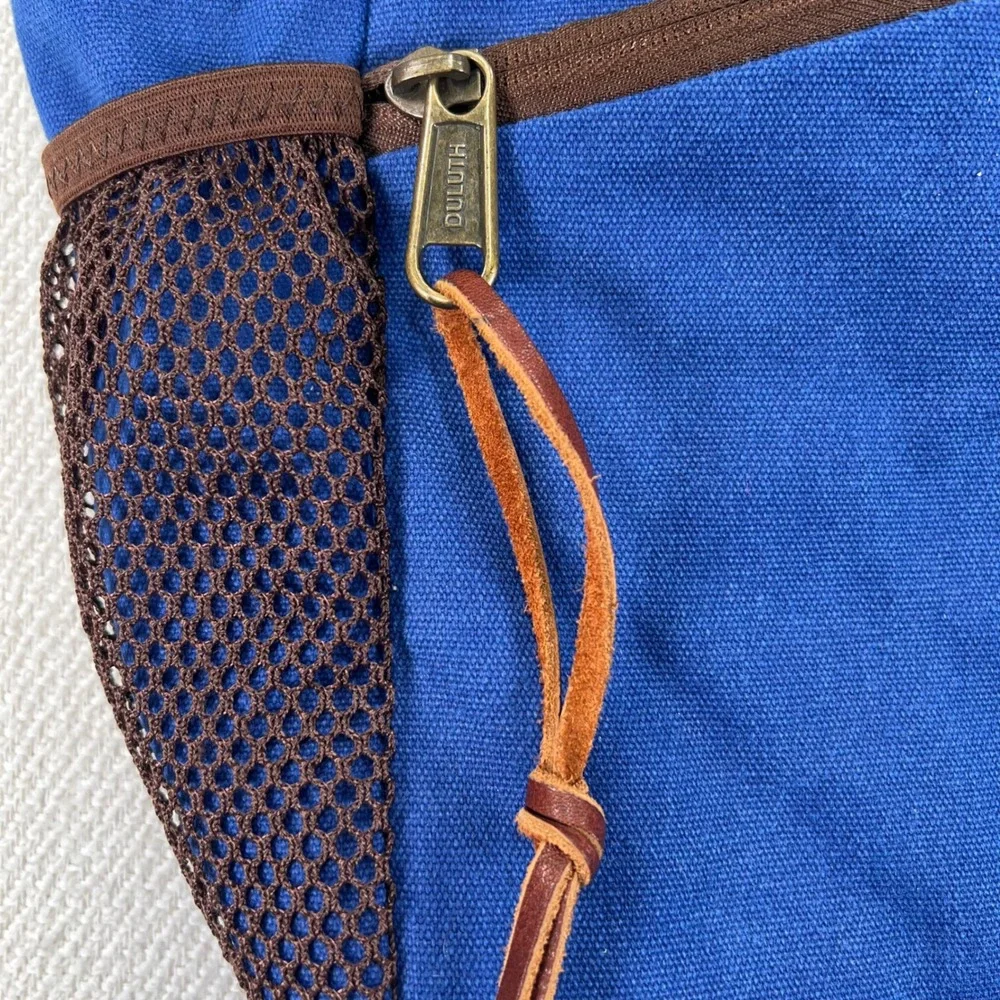 Duluth Trading Co Canvas Tote Bag Blue Brown Utility Workwear Carryall Organizer